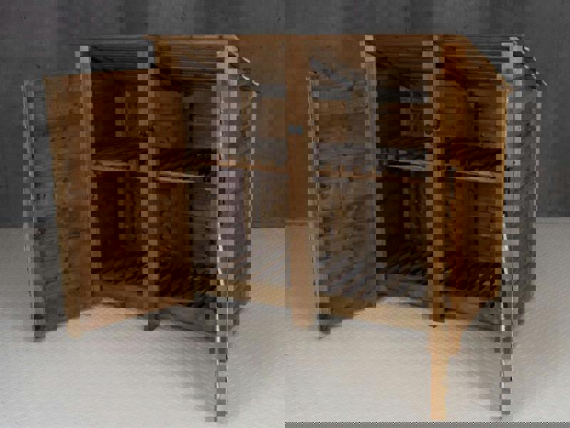 Arbor Garden Solutions Wooden Log Store (Roof Sloping Back) with Door and Shelf W-146cm, H-126cm or 180cm, D-88cm - Brown Finish