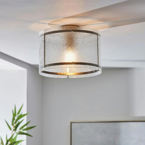 Pagazzi Lighting Traynor Clear And Antique Brass Flush Ceiling Light