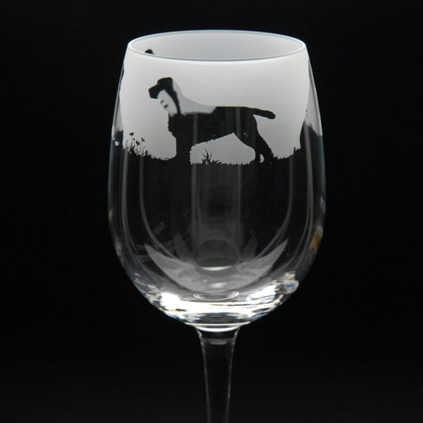 Glyptic Glass Art Springer Spaniel Dog Crystal Wine Glass - Hand Etched/Engraved Gift