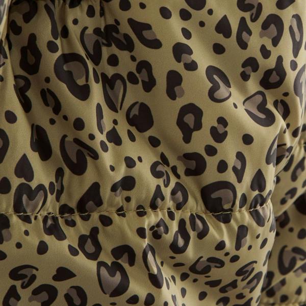 Regatta Childrens/Kids Penrose Heart Leopard Print Quilted Puddle Suit - Beige/Dark Brown/Violet - 
