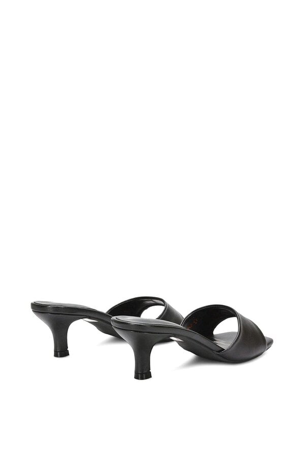 XY LONDON Square Toe Stiletto Kitten Heel Mule Sandals