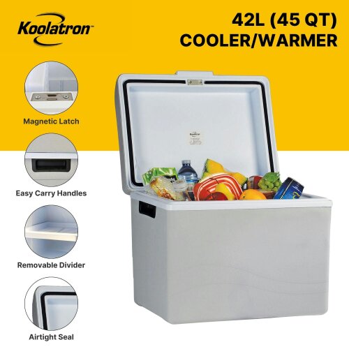 Koolatron 42L Electric Cool Box Warmer Mini Car Fridge Portable Iceless Cooler for Travel Camping
