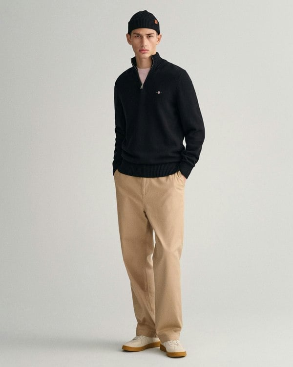 GANT Mens Casual Cotton Half Zip Jumper - 5 Black