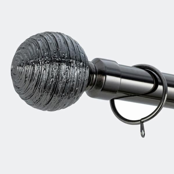 A.Unique Home Etched Ball Extendable Curtain Pole (25/28mm) (Black Nickel,70cm - 120cm)