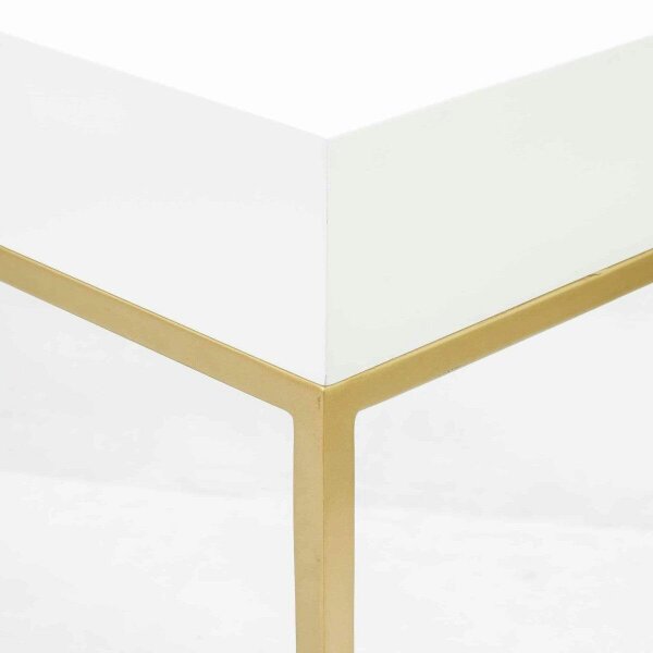 Wyld Haus Genoa White Gloss and Gold Console Table with Drawer