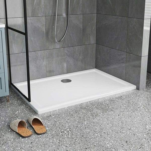 White Acrylic Shower Tray Leak-Proof Tray with Drain Shower Trays Living and Home W 120 x D 80 cm