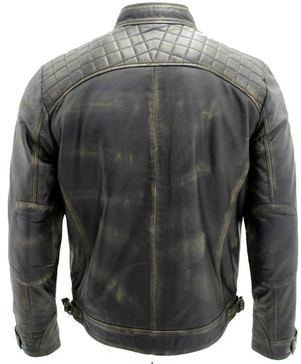 Infinity Leather Men's Vintage Zipped Leather Racing Quilted Biker Jacket