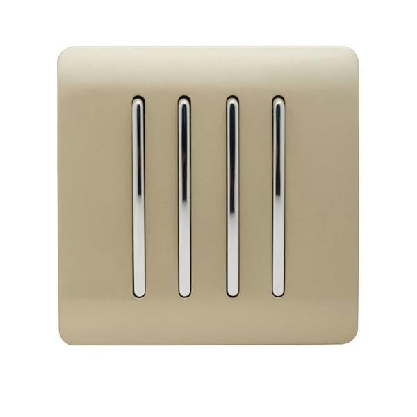 Trendi Switch 4 Gang 1 or 2 way Rocker Light Switch in Champagne Gold