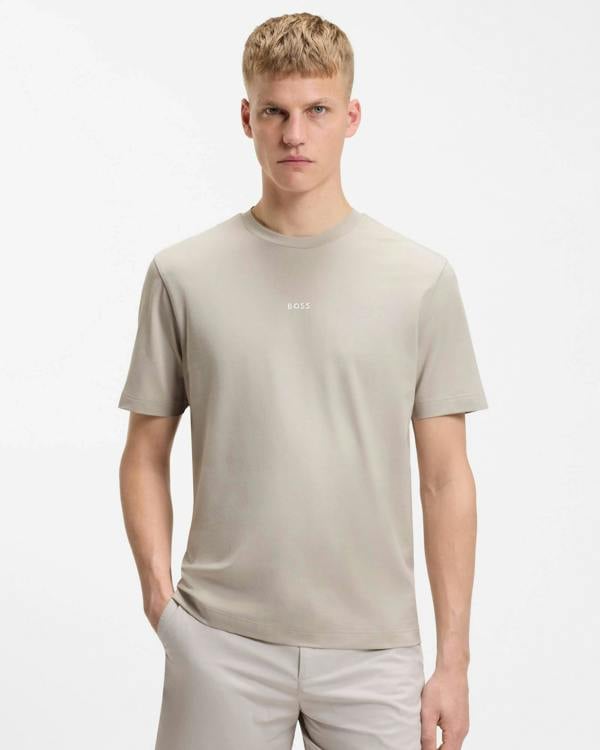 BOSS Orange TChup Mens Crew Neck Small Logo T-Shirt - Open Grey 070