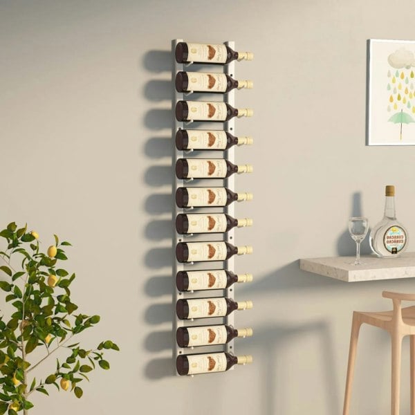 Berkfield Wall Mounted Wine Rack for 12 Bottles White Iron