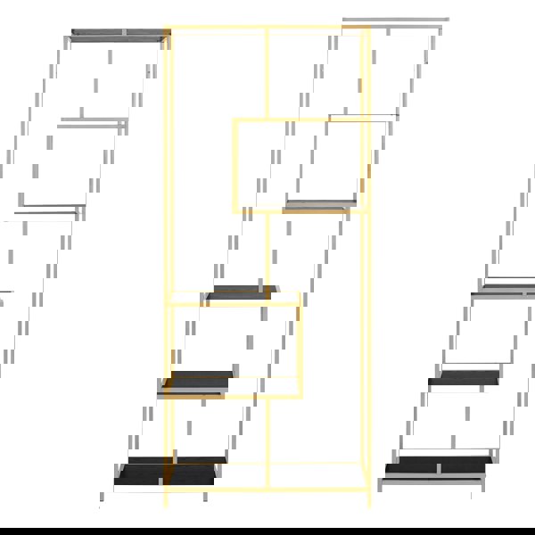 Furniture To Go Seaford Tall Gold Metal Bookcase with 5 Black Shelves