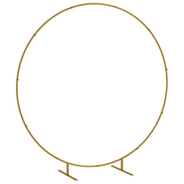 222cm Gold Tone Backdrop Stand, Round Metal Wedding Arch for Birthday Party, Bridal Shower, Graduation, Ceremony