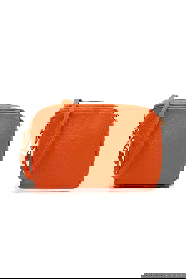 Kitise Italian Genuine Leather Crossbody Bag with Double Zipper Compartments