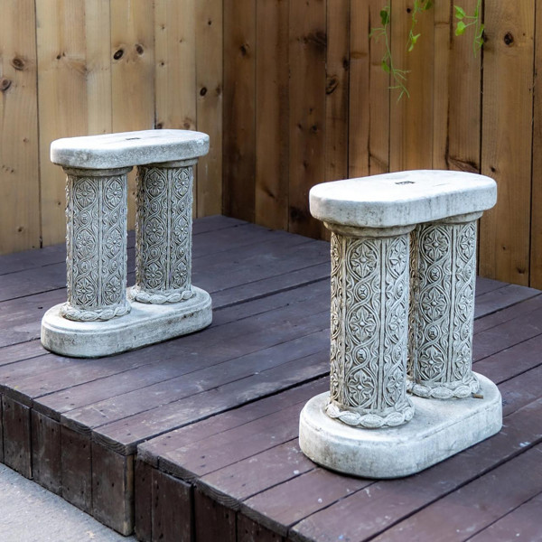 OSN Large Stone Ornate Garden Bench Seat