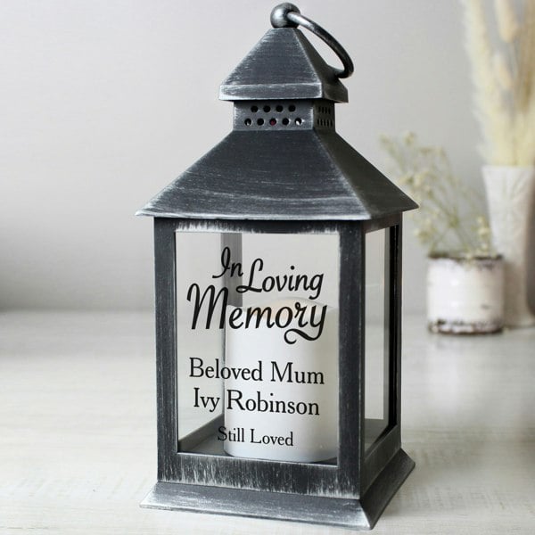 Personalised Memento Company Personalised In Loving Memory Rustic Black Lantern