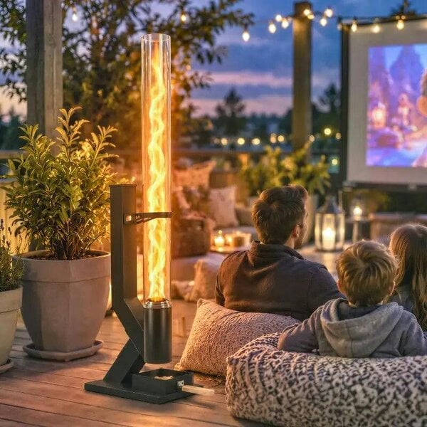 Wood Pellet Heater, 13 kW Outdoor Pellet Heater Stove with Glass Tube, 2.4 kg Capacity Hopper, Ash Tray, Black - Black
