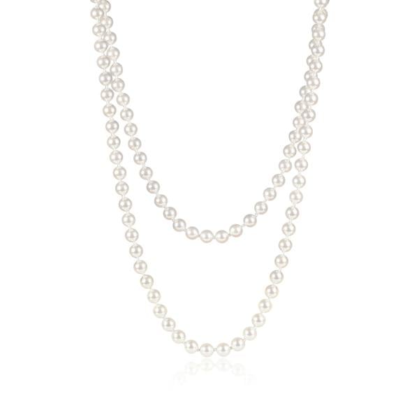 Zavana 60-inch Extra Long Stylish Pearl Necklace for Women with White Shell Pearls