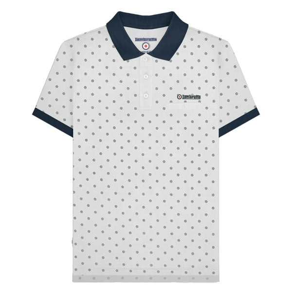 Lambretta Mens AW24 Target Polo Shirt - White/Navy