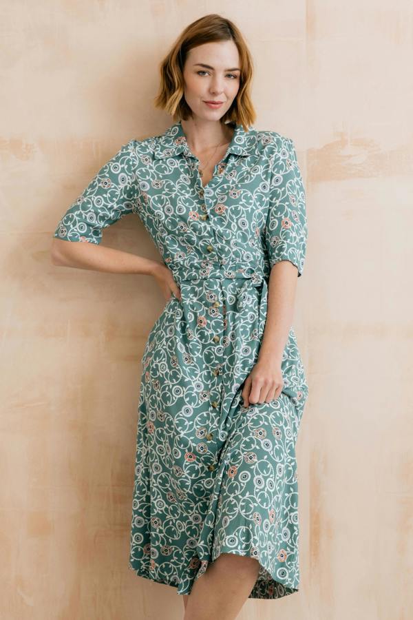Lily & Me Robyn Belted Tea Dress Ocean