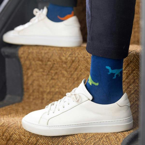 SWOLE PANDA Dinosaur Bamboo Socks, Blue