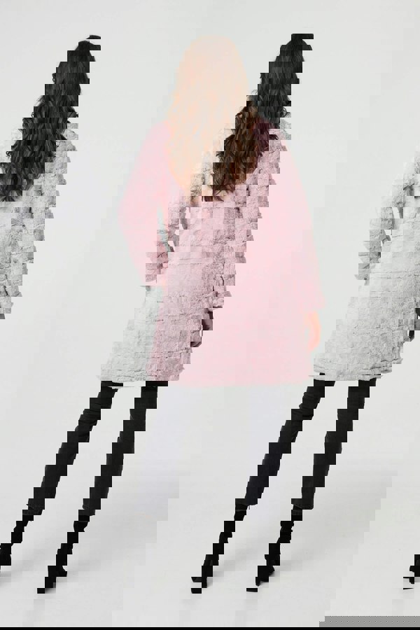 Pink | Faux Fur Thigh Length Coat
