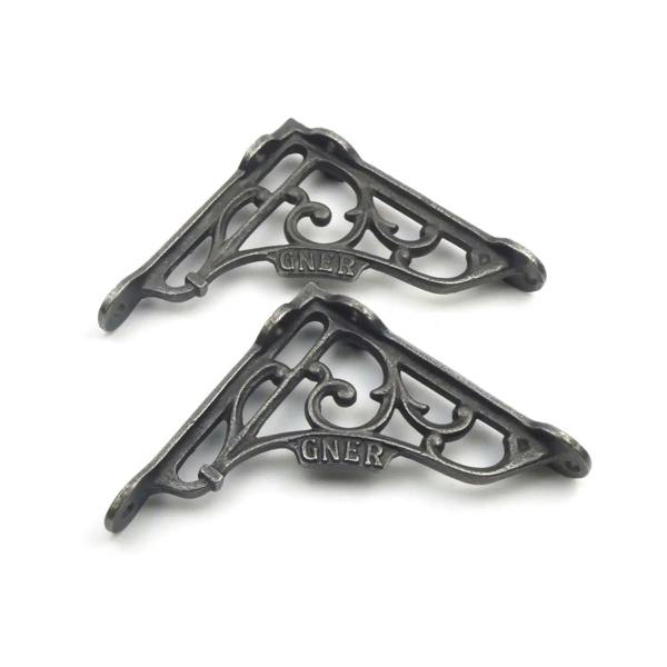 Pair of Antique Cast Iron 'GNER' Railway Victorian Style Shelf Brackets 