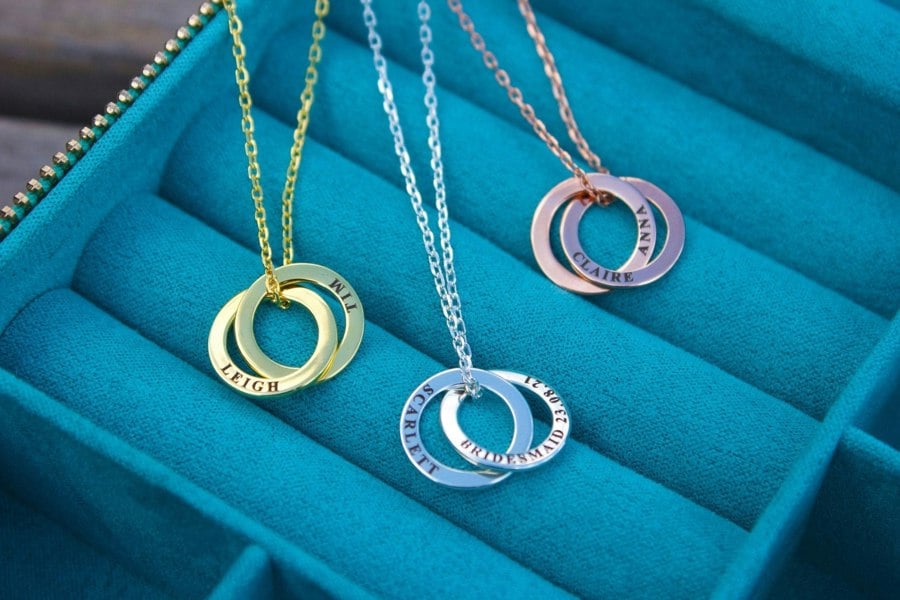 Personalised Two Ring Silver Necklace - MYLEE London