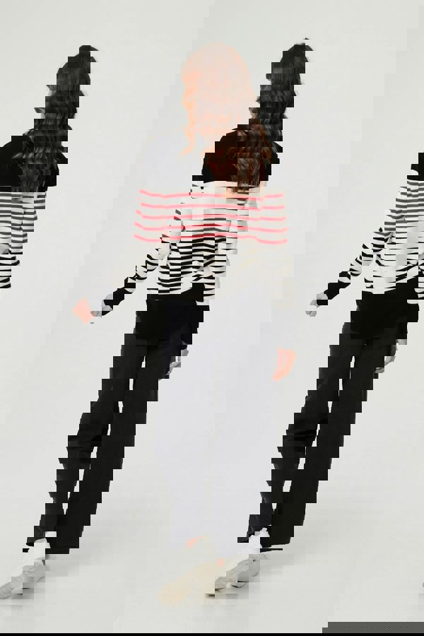 Black | Diamante Trim Striped Jumper
