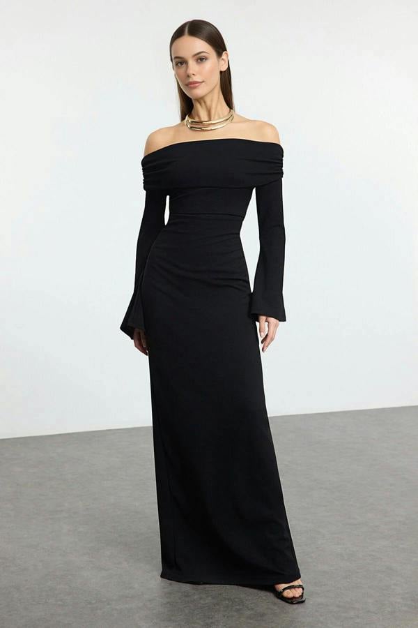 WOVCOR Carmen Collar Maxi Elegant Evening Dress