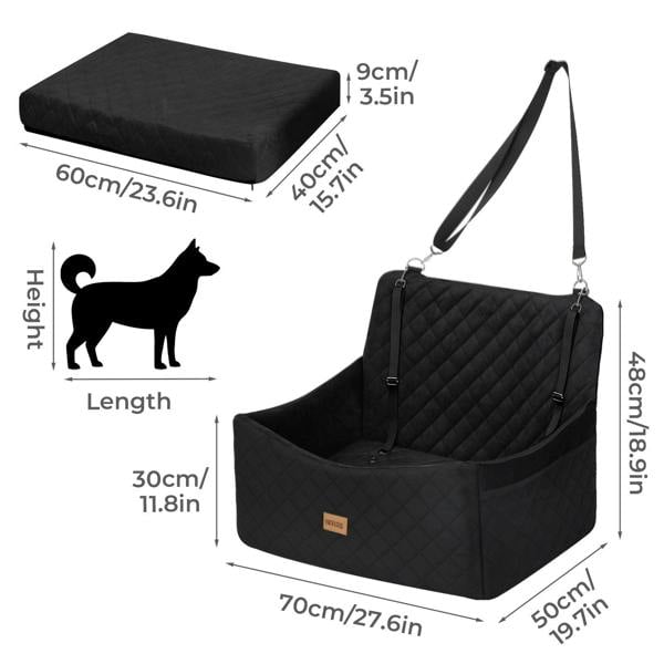Skylos Dog Booster Car Seat Travel Carrier Bed Basket for Pet up to 55lbs Black
