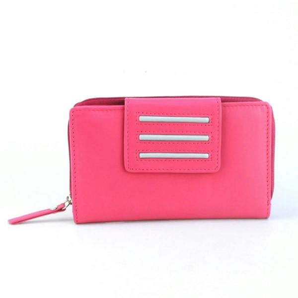 Eastern Counties Leather Womens Sabrina Leather Purse - Fuchsia/Grey