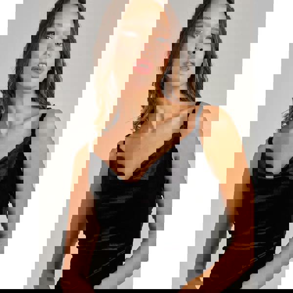 Pink Vanilla Cowl Neck Mini Dress With Split