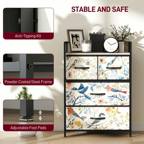 Wyld Haus Tonona Wooden White 4 Drawer Storage Chest