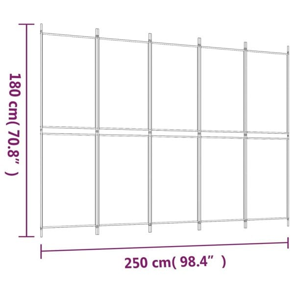 Berkfield 5-Panel Room Divider Anthracite 250x180 cm Fabric