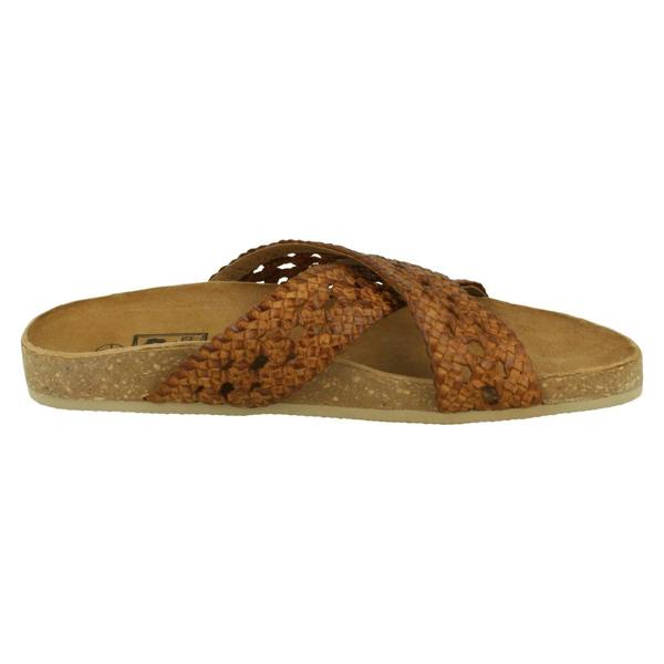 Down to Earth Ladies Down To Earth Leather X Strap Mule Sandals F00429