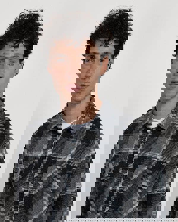 Larsson & Co Grey Melange Check Jersey Casual Overshirt