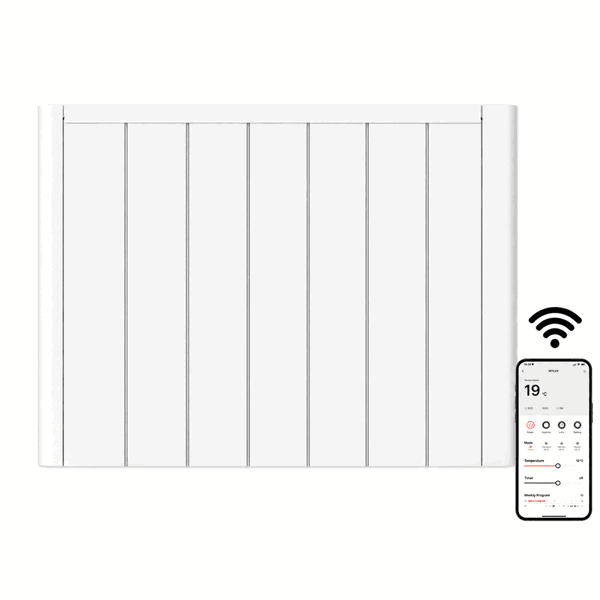 MYLEK Electric Ceramic Radiator Panel Heater WIFI Smart APP Eco 2000W Bathroom Safe Wall Mounted Timer Thermostat