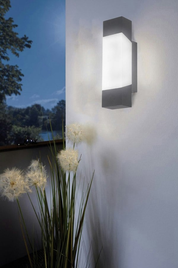 EGLO Gorzano LED Anthracite/Satin Glass Exterior Wall Light