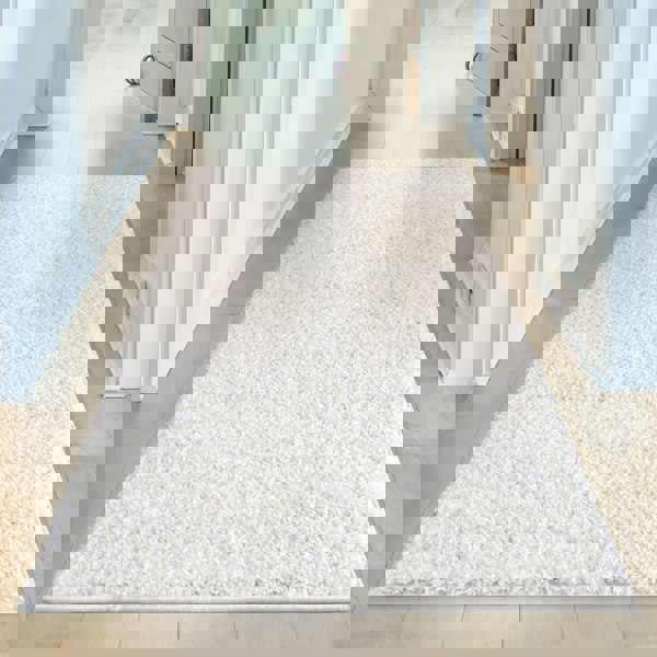 Shaggy Rug Plain White high quality, non-shedding