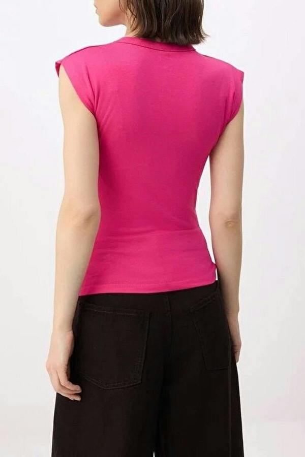 WOVCOR Viscose Fitted Knit Blouse