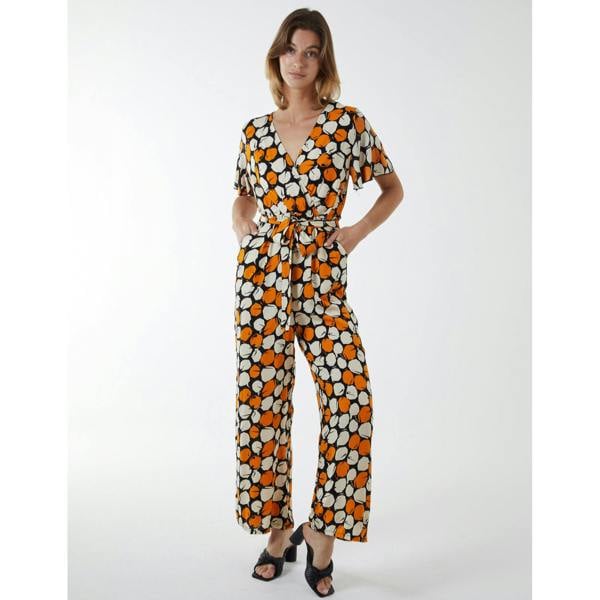 Blue Vanilla Abstract Honeycomb Cross Over Jumpsuit