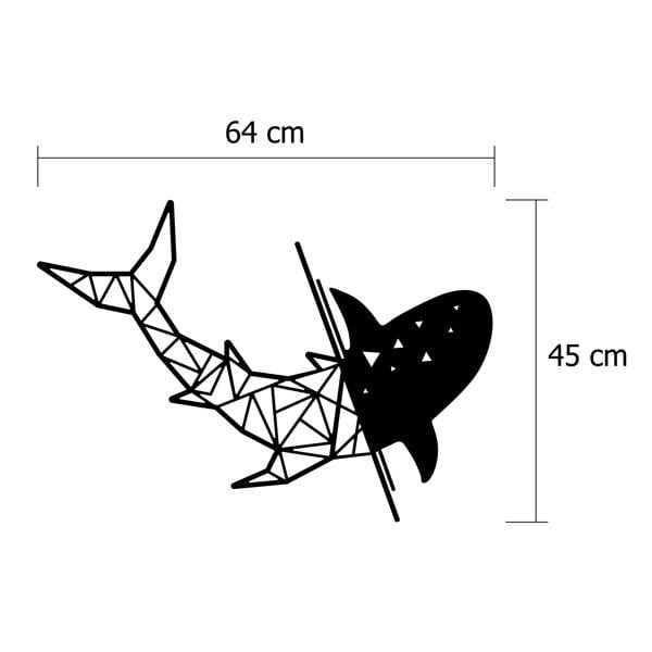 Decortie Modern Metal Wall Art Shark Theme Home Ornament Decorative Minimalist Design Hanging Wall Sculpture, Black
