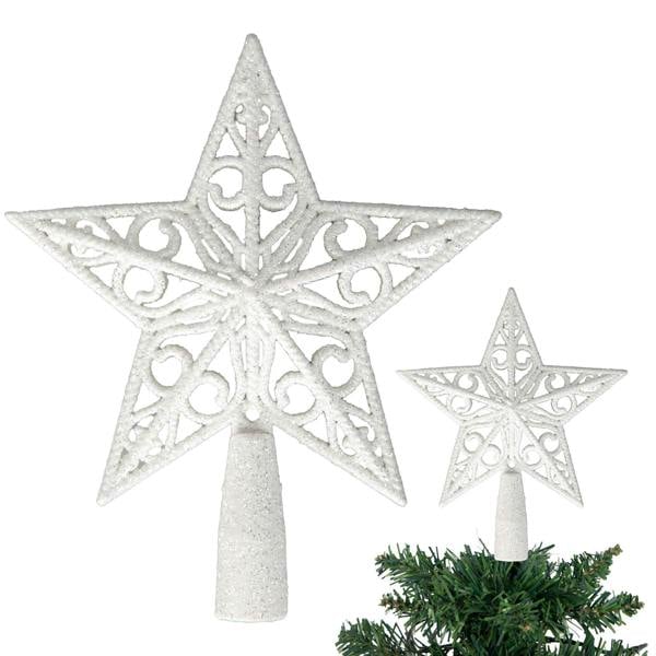 14.5cm Glitter Star Christmas Tree Topper in Red, Gold, Silver, Blue, Rose Gold, Ice Blue, Dark Green and White image 1