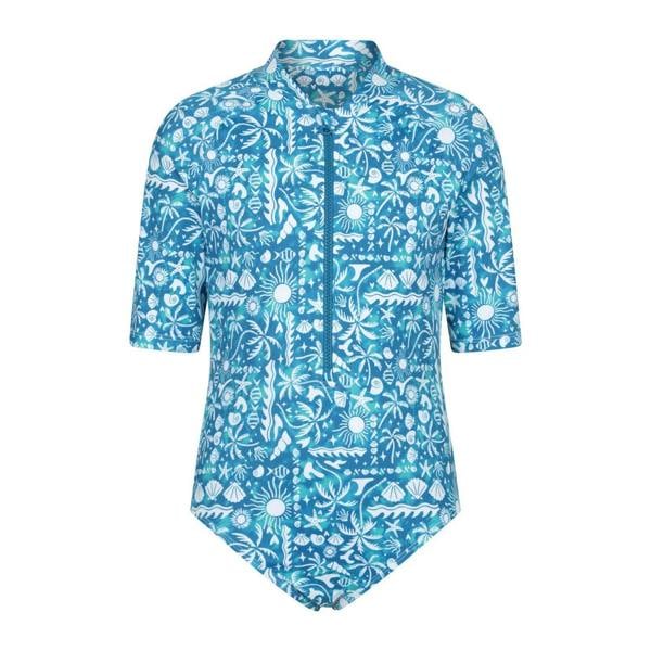 Mountain Warehouse Girls Mira Sealife Rash Guard Swimsuit - Blue - 