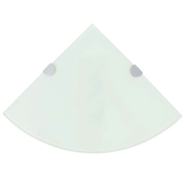 Berkfield Corner Shelf with Chrome Supports Glass White 25x25 cm