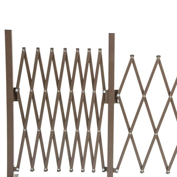 Dark brown foldable trellis fence panel with diamond lattice and hinged center sections