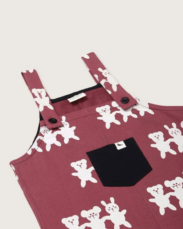 organic cotton Red Best Friends Print Dungarees - image 2