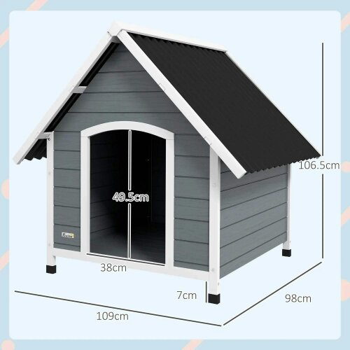 Bobobiy Outdoor Dog Kennel, Wooden Dog House, with Removable Floor, Anti-Corrosion Wood, for Large Dogs, 106.5H x 110W x 98Dcm