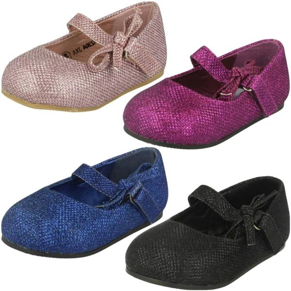 Spot On Girls Spot On Flat Shoe With Glitter Bow Decoration