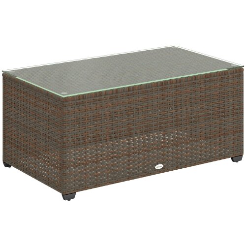 Wyld Haus Pata Rattan Brown Rattan Outdoor Coffee Table Glass Top